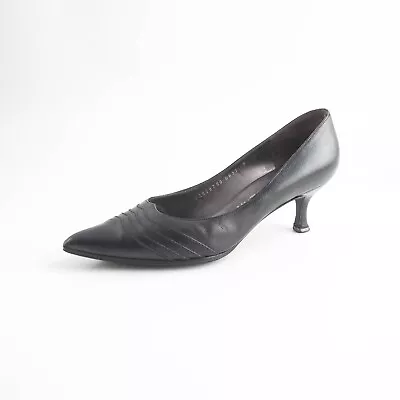 Ferragamo Mid Heel Pumps Black Leather Womens Shoe Size US 8 C EU 38 • $307.05