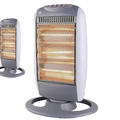 2x Halogen Radiant Heater With 3 Heating Tubes Grey 1200w - Ex Display Boxed • £45