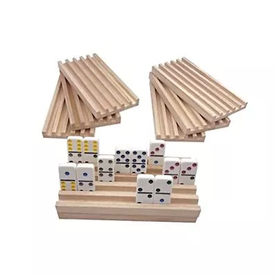 Set Of 8 Mexican Train Domino TraysNatural Wood Domino Racks Domino Tiles  • $31.97