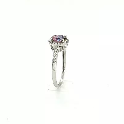 $822.68 • Buy Stunning Mystic Topaz Diamond Halo Ring In 14K White Gold