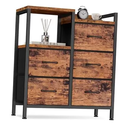 Furnulem Industrial Dresser For Bedroom Small Storage Unit Rustic Brown • $87.33
