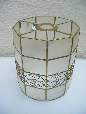 £12.59 • Buy Retro Capiz Shell Ceiling Pendant Octagonal Cylinder Lampshade - Natural / Gold