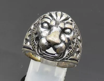 925 Sterling Silver - Vintage Dark Tone Lion's Head Band Ring Sz 12 - RG20132 • $62.35