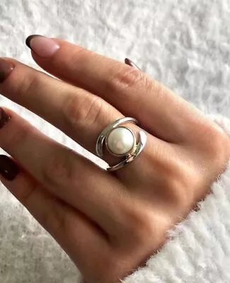 White Pearl Gemstone 925 Silver Ring Handmade Jewelry Ring All Size For Women • $7.31