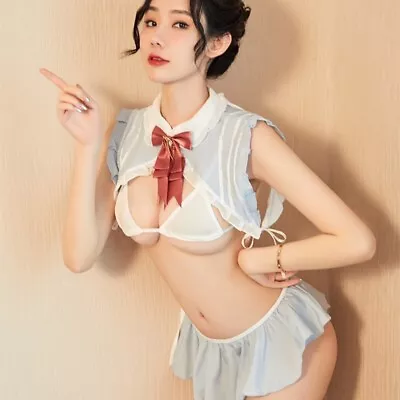 Sexy Women French Maid School Girl Costume Outfit Cosplay Uniform L59 XS/S • $22.99