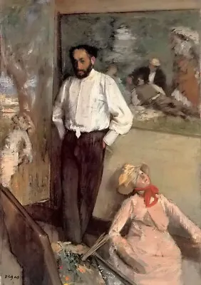 Ｏｉｌ　ｐａｉｎｔｉｎｇ Edgar Degas - Portrait Of The Painter Henri Michel-levy Hand Paint • $74.99