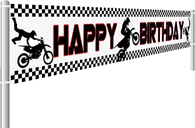 Large Extreme Motocross Birthday Banner Tire Track Dirt Bike Racing Birthday X • $16.12