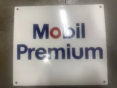 Original Mobil Oil Co. Porcelain Premium Pump Plate • $120