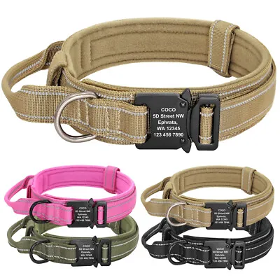 Military Tactical Dog Collar Reflective Training Collar Custom Personalized Name • $16.99