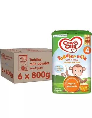 Cow & Gate 4 Toddler Baby Milk Powder Formula 2-3 Years 800 G (Pack Of 6) • £40