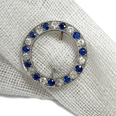 £810.78 • Buy Vintage Art Deco Platinum Broche With Natural Diamonds And Sapphires