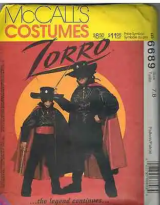 6689 UNCUT Vintage McCalls SEWING Pattern Boys Men Halloween ZORRO Costume CAPE • $5.59