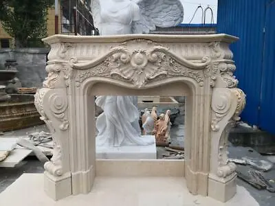 Beautiful  French Style Carved Marble Fireplace Mantel - Jd808 • $6500