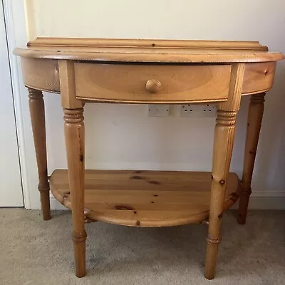 Lovely Vintage? Ducal Half Moon Semi Circle Pine? Telephone Console Table Drawer • £42.99