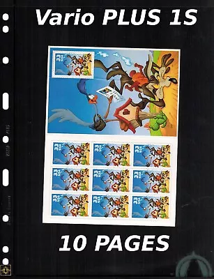 10 VARIO PLUS 1S Pocket Pages For Stamp Currency Collecting Black 8 1/2 X 11 • $35.95