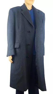 Mens Vintage Aquascutum Gray Camel Hair Wool Coat 44R Long Trench Overcoat • $99.99