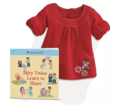 American Girl Bitty Twin RED FLOWER DRESS Set Outfit And Book Baby Doll NEW • $25