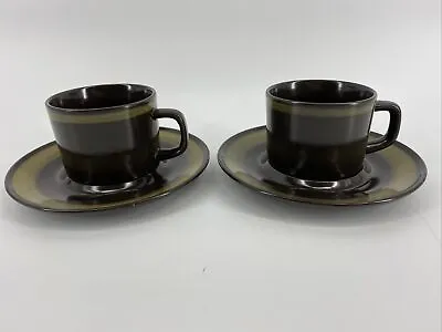 Mikasa Majorca E2828 Verona Cup & Saucer (2 Sets) Brown Green/Gold New! • $12