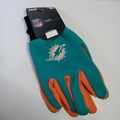 New Foco NFL Miami Dolphins Football Utility Gloves W Grip OSFM • $11.19