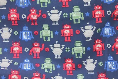 3YDs  Robots Jetsons/Dalek/Lost In Space/Retro Icon Cotton Machine Was Blue/gree • $7.25