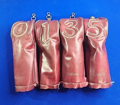Vintage Wilson Faux Leather Golf Club Head Covers 4 Total Red Burgundy • $18