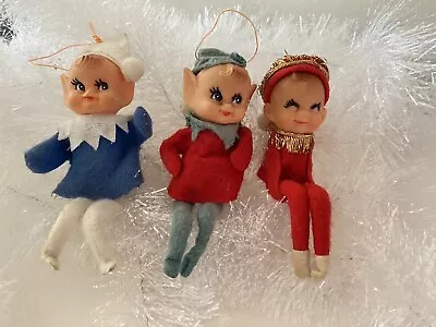 Vintage Christmas Knee Hugger Pixie Elves; Lot Of 3 • $59.99