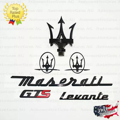 Maserati Emblem Levante GTS Grille Trident Side Logo Black Badge Set Sticker Kit • $115.89