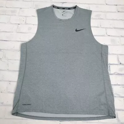 Nike Pro Dri Fit Shirt Mens XL Slim Fit Sleeveless Tank Gray Performance Active • $18.95