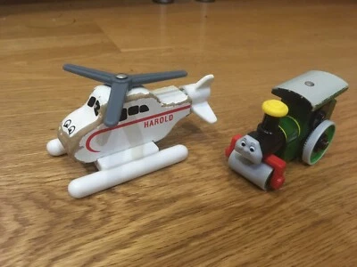 £9.99 • Buy 2x Thomas Tank Wooden Magnetic George Roller Harold Helicoter Brio Compatible