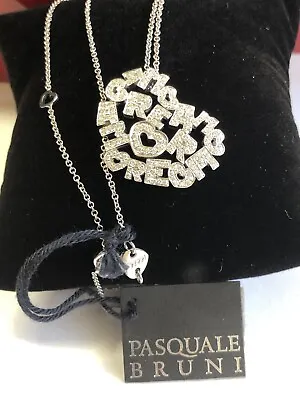 Pasquale Bruni 18k White Gold Diamond Amore Heart Necklace $9000 • $3600