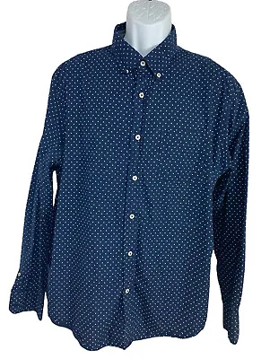 $15.50 • Buy Men's American Eagle Button Front Shirt Sz XL Blue Polka Dot Long-Sleeve AE 