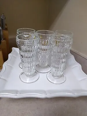 Vintage Parfait Glasses 1930's Jeannette Glass Ripple Pattern Set Of 5  • $13