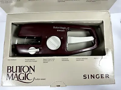Singer Button Magic Hand Sewing Machine Box Vintage Tailor Working • $28.95
