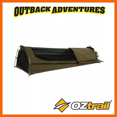 OZTRAIL BIKER EXPEDITiON SINGLE SWAG GREEN CANVAS DOME SWAGS NEW MODEL • $157