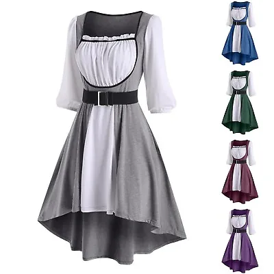 $30.45 • Buy Women's Retro Punk Style Stitched Dresses Irregularly Casual Dresses For Women