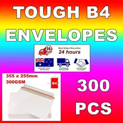 300pcs 355mm X 255mm B4 Cardboard Envelopes Tough Mailers White 300 300x LARGE • $95