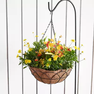 14-Inch Metal Hanging Plant Basket With Coco-Fiber Liner Flower Pot Patio Decor • $16.21