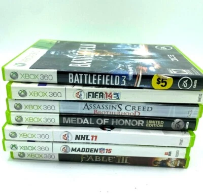 $29.99 • Buy XBox 360 Lot Of 7 Games Fable, Battlefield, NHL, Madden Fifa, Medal Of Honor