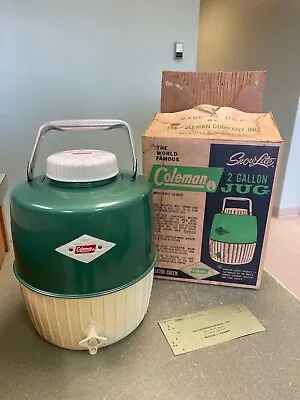 Vintage Green Coleman 2 Gallon Water Cooler Jug 1963 In Original Box • $22.99