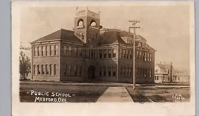 MEDFORD OREGON PUBLIC SCHOOL 1910s Real Photo Postcard Rppc Or Antique Building • $18