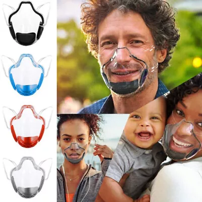 Protective Transparent Mouth Cover Face Mask Shield Anti-fog Reusable WashableAU • $7.86