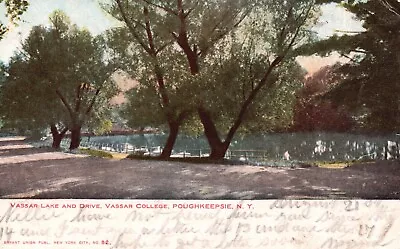 Postcard NY Poughkeepsie Vassar College Lake & Drive 1906 UDB Vintage PC J1186 • $4