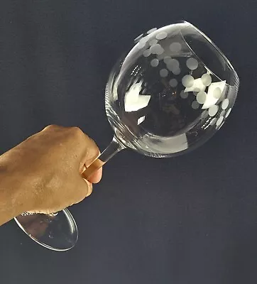 MIKASA Cheers Too -Balloon Wine Glass Clear W/ Frosted Polka Dots 9 1/8  Tall • $18.29