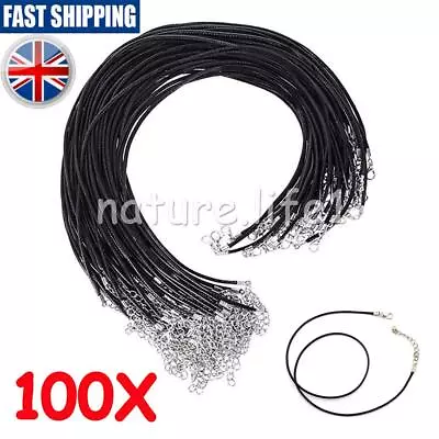 100X High Quality Leather Necklace Lobster Clasp Rope Cord String For Pendants • £11.19