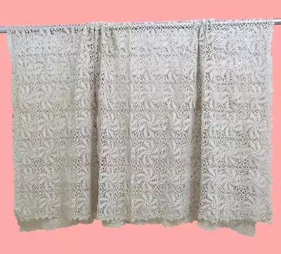 Vintage Hand Crocheted Lace Tablecloth 55  Square Color: True Beige 100% Cotton • $64.93