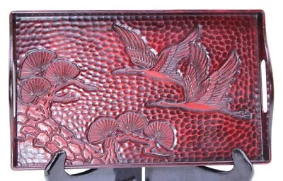 Kamakura Bori ? Tray Vintage Japan Cranes Red Lacquerware • $4.99
