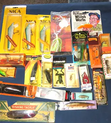 Vintage Lot Of New Old Stock Fishing Lures Pflueger Rapala Bomber And More • $9.50