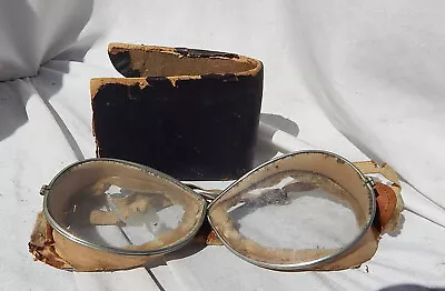 Very Old Glass Pilot Or Motorcycle Goggles With Original Case • $49.95