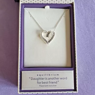 Daughter Heart Pendant Message Silver Plated Necklace • £12.99