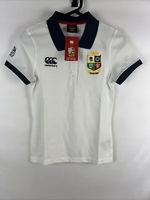 Canterbury Rugby British And Irish Lions White Polo Shirt Womens Size 8 BNWT • £9.98